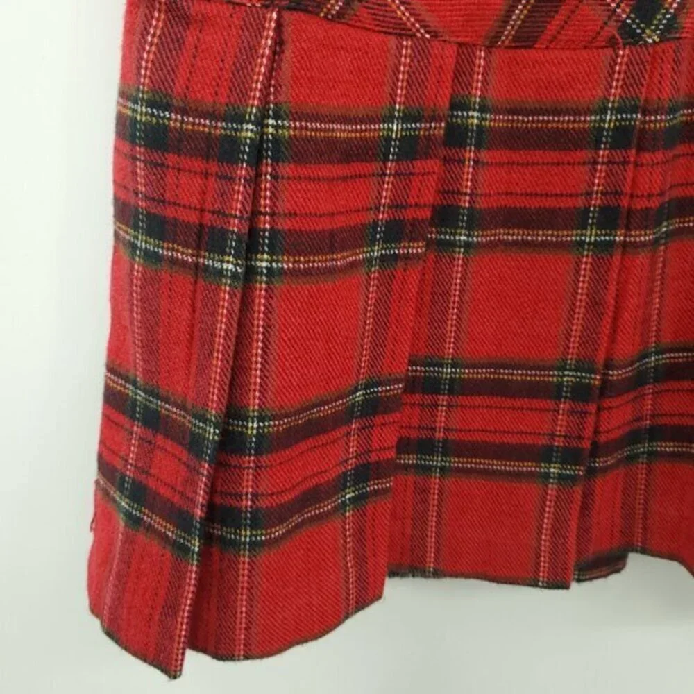 Steve & Barry's Tartan Plaid Pleated Mini Skirt 8 Red/Green